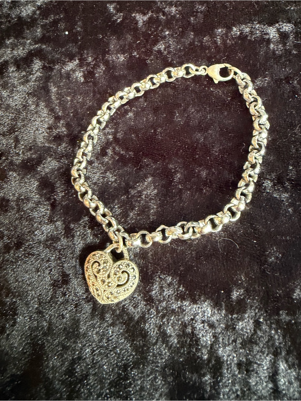 Sterling Silver Heart Charm Bracelet - Women's Silver Bracelet 7”